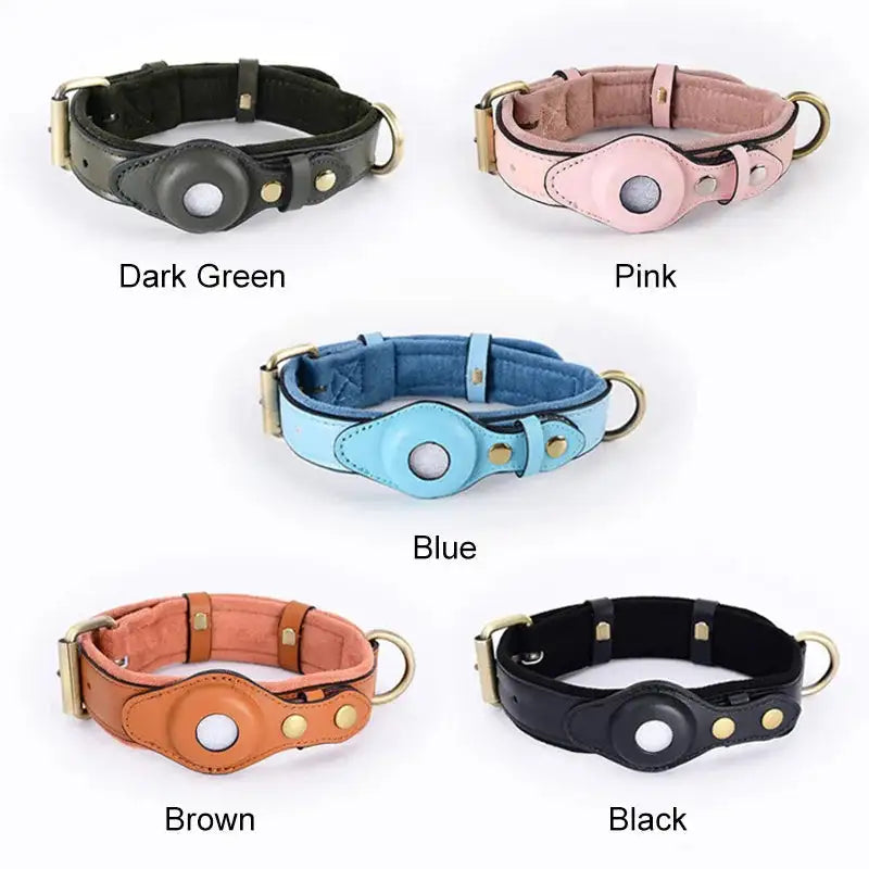 Durable Leather Airtag Dog Collar™