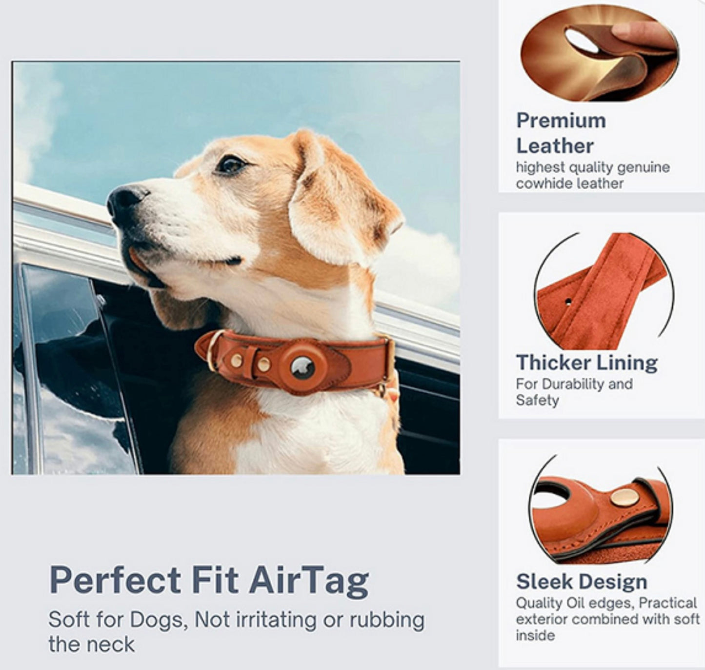 Durable Leather Airtag Dog Collar™ "AIR TAG INCLUDED"