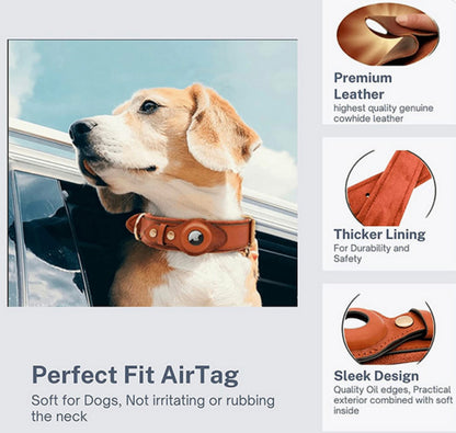 Durable Leather Airtag Dog Collar™ "AIR TAG INCLUDED"