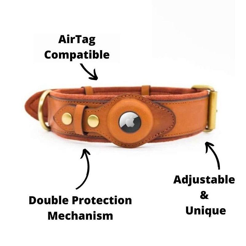 Durable Leather Airtag Dog Collar™