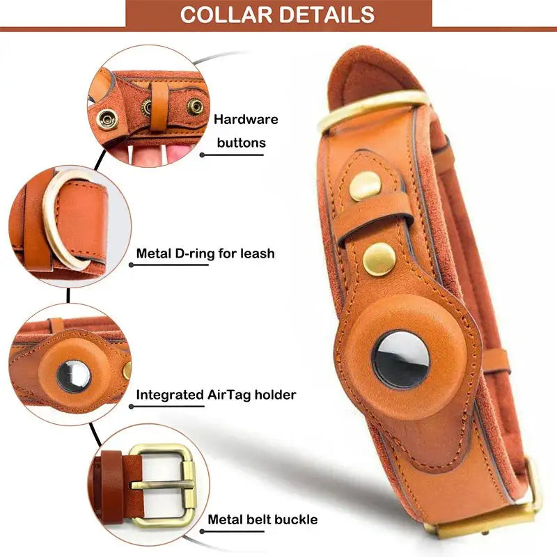 Durable Leather Airtag Dog Collar™ "AIR TAG INCLUDED"