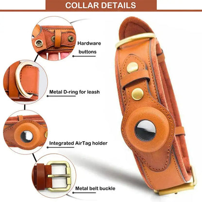 Durable Leather Airtag Dog Collar™